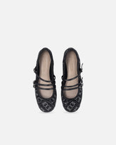 Monogram ballet flats with rhinestones and bow at the toe - | Pinko