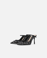 Rhinestoned satin slip-ons with heel - | Pinko