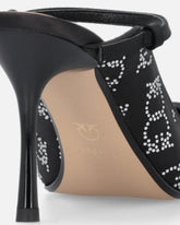 Mules à talon en satin et strass - | Pinko