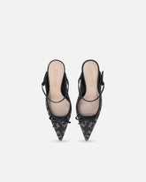 Rhinestoned satin slip-ons with heel - | Pinko