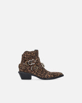Stivale texano con borchie e stampa animalier - | Pinko