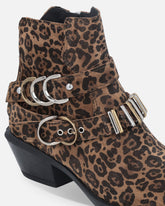 Stivale texano con borchie e stampa animalier - | Pinko