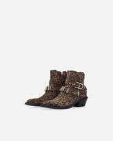 Bota texana con tachuelas y estampado animal - | Pinko