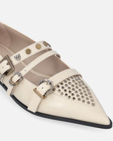 Pointed-toe leather ballerinas with studs - | Pinko