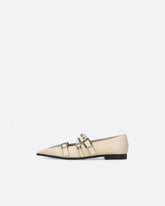 Pointed-toe leather ballerinas with studs - | Pinko