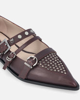 Ballerine a punta in pelle con borchie - | Pinko