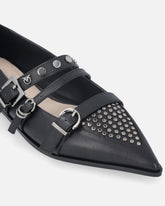 Pointed-toe leather ballerinas with studs - | Pinko