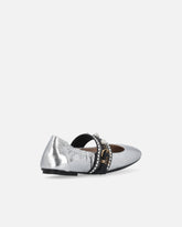 Ballerine in pelle laminata con banda gioiello - | Pinko