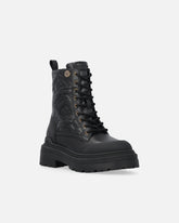 Botas militares de piel pespunteada con logotipo Love Birds - | Pinko