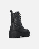 Botas militares de piel pespunteada con logotipo Love Birds - | Pinko