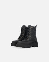 Botas militares de piel pespunteada con logotipo Love Birds - | Pinko