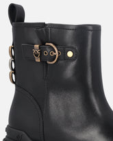 Leather booties with Love Birds logo - | Pinko