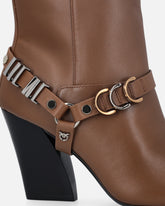 Bottines avec empiècements métalliques et logo Love Birds - | Pinko