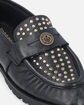 Mocasines con tachuelas y placa logotipo Love Birds - | Pinko