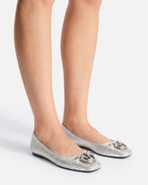 Ballerine traforate in nappa laminata - | Pinko