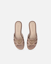 Leather slip-on sandals with Love Birds logo - | Pinko