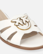 Ciabattine in pelle con logo Love Birds - | Pinko