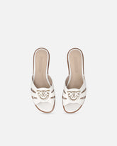 Ciabattine in pelle con logo Love Birds - | Pinko