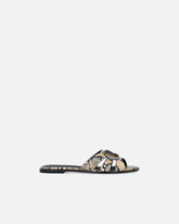 Ciabattine in pelle con stampa pitone e logo Love Birds - | Pinko