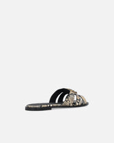 Ciabattine in pelle con stampa pitone e logo Love Birds - | Pinko
