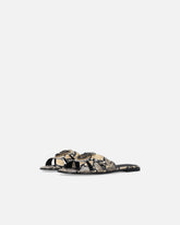 Ciabattine in pelle con stampa pitone e logo Love Birds - | Pinko