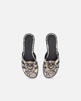 Ciabattine in pelle con stampa pitone e logo Love Birds - | Pinko