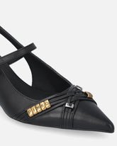 Slingbacki z paskami i biżuteryjnymi aplikacjami - | Pinko