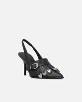 Slingback in pelle con dettagli selleria - | Pinko