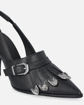 Slingback in pelle con dettagli selleria - | Pinko