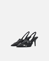 Slingback in pelle con dettagli selleria - | Pinko