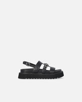 Leather sandals with chain - | Pinko