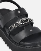 Leather sandals with chain - | Pinko