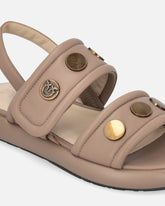 Padded nappa leather sandals with metallic details - | Pinko