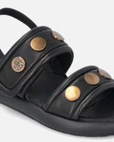 Gepolsterte Sandalen aus Nappaleder mit Metallic-Details - | Pinko