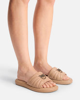 Perforated nappa leather slip-on sandals with Love Birds logo - | Pinko