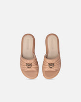 Perforated nappa leather slip-on sandals with Love Birds logo - | Pinko