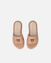 Perforated nappa leather slip-on sandals with Love Birds logo - | Pinko
