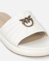 Perforated nappa leather slip-on sandals with Love Birds logo - | Pinko