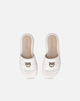 Mules en cuir nappa matelassé à logo Love Birds - | Pinko