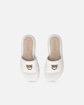 Perforated nappa leather slip-on sandals with Love Birds logo - | Pinko