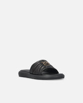 Perforated nappa leather slip-on sandals with Love Birds logo - | Pinko