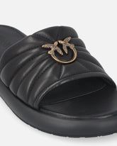 Pantoletten aus Nappaleder mit Lochmuster und Logo Love Birds - | Pinko