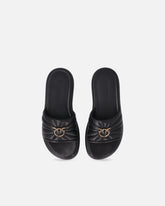 Perforated nappa leather slip-on sandals with Love Birds logo - | Pinko