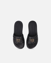 Pantoletten aus Nappaleder mit Lochmuster und Logo Love Birds - | Pinko