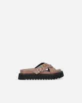 Woven nappa leather slip-on sandals with metallic rings - | Pinko