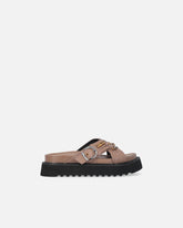 Woven nappa leather slip-on sandals with metallic rings - | Pinko