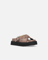 Woven nappa leather slip-on sandals with metallic rings - | Pinko