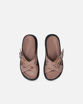 Woven nappa leather slip-on sandals with metallic rings - | Pinko