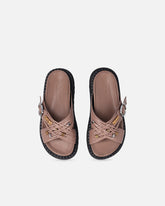 Woven nappa leather slip-on sandals with metallic rings - | Pinko