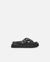 Sandali slide in nappa intrecciata con anelli metallici - | Pinko